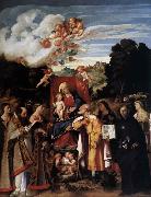 Giovanni Cariani Virgin Enthroned with Angels and Saints oil painting